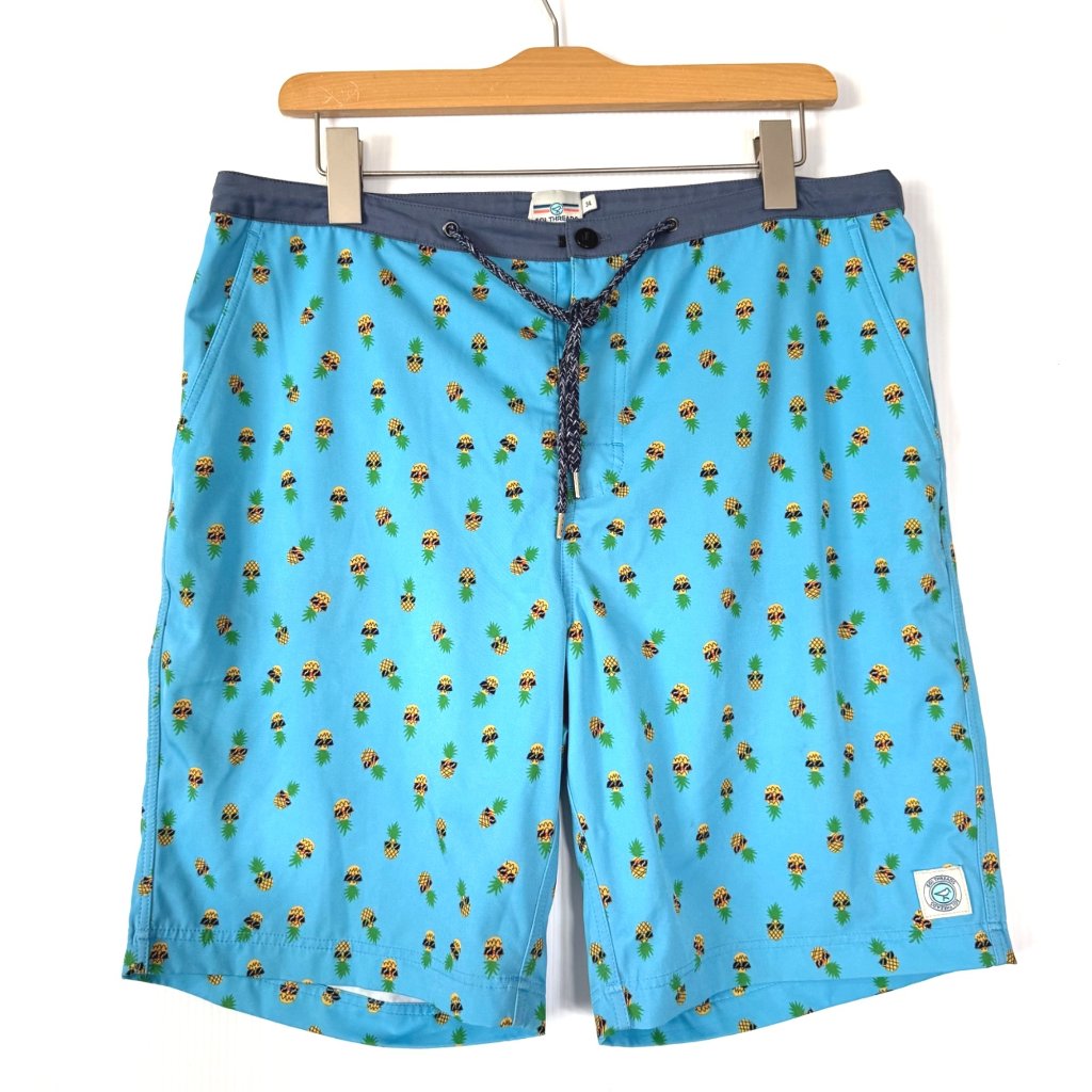 Size 34 Pineapple Print Mens Swim Trunks Sgi Threads With Pocket & Drawstring Bl